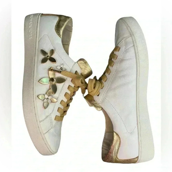 Michael Kors Lola White/Hold leather sneakers size 8.5. - Picture 1 of 11